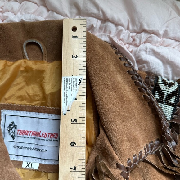 Vintage Western Fringe Suede Leather Jacket Tan Brown Men’s XL Heavy Quality - Picture 8 of 9